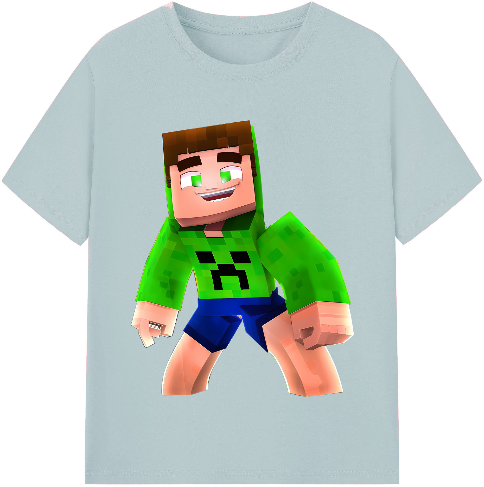 （画像用） マインクラフト ブロックの世界 Minecraft MC Block world 綿100％半袖Tシャツ（フロントプリント）